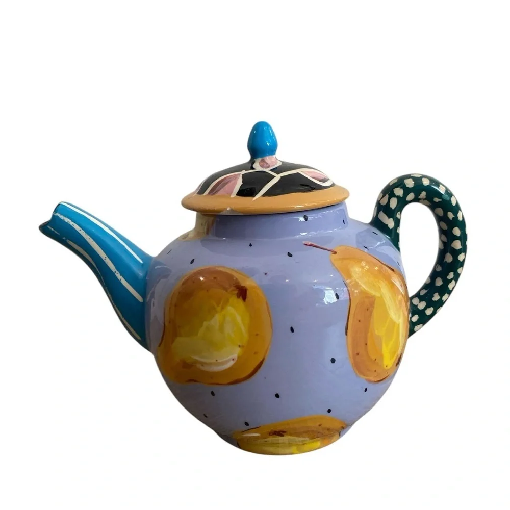 Droll Designs Abstract Painted Teapot Pear design